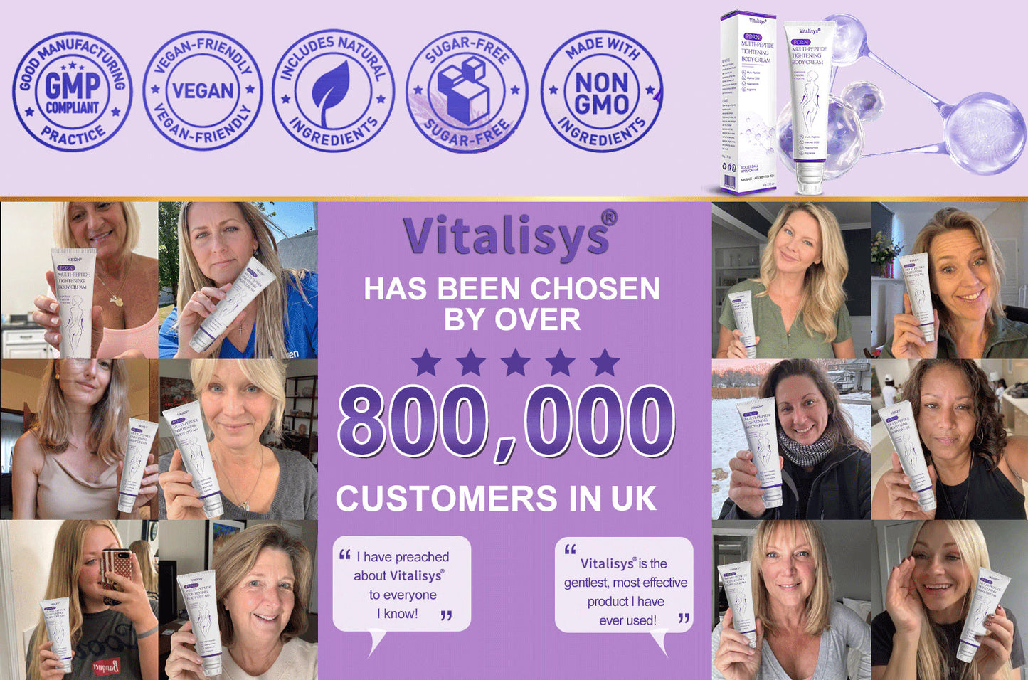 đVitalisysÂŽ PDRN Multi-Peptide Massaging Body Roller Cream- Anti-aging, Hydrating, Skin Firming & Lifting, Skin Repair, Even Tone, Acne and Dark Spot Treatment, Wart and Mole Removal, and Psoriasis Relief.