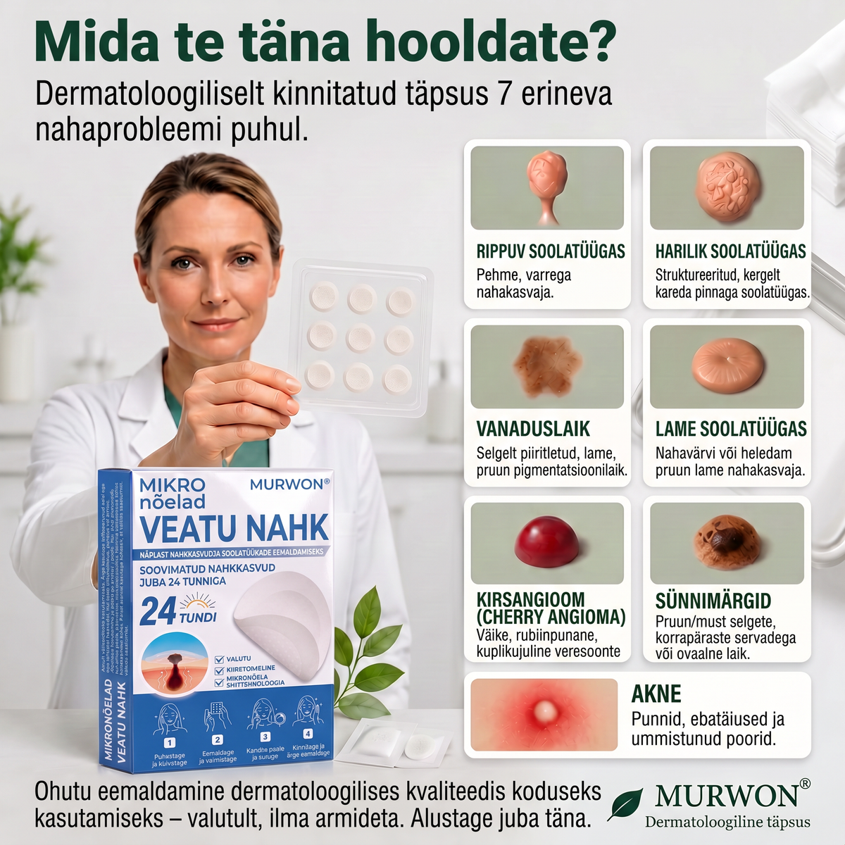 👩‍⚕️🎁Ametlik pood | MURWON®  Mikronõeltega plaastrid täiusliku naha saavutamiseks ja nahavigade eemaldamiseks (nahakasvajate, väikeste nahamoodustiste, tüügaste, sünnimärkide, vanuselaikude ja pigmentatsioonihäirete korral)💡