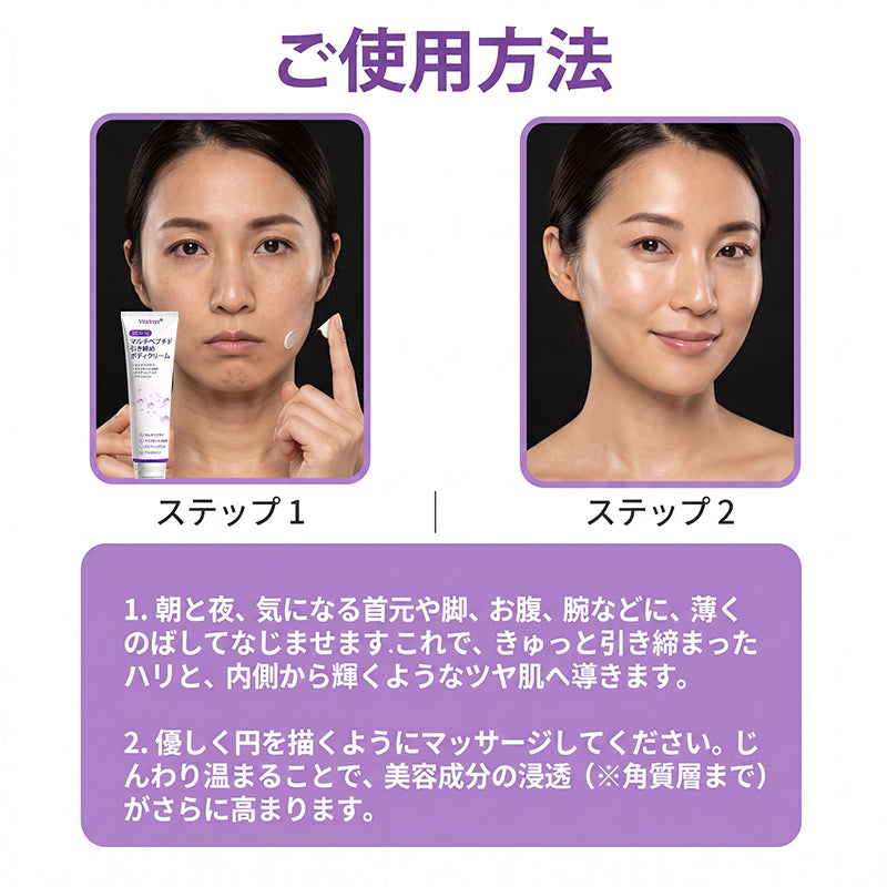 Vitalisys®💎PDRNマルチペプチド マッサージボディローラークリーム — エイジングケア・保湿・肌引き締め＆リフトケア・肌修復・肌トーン均一化・ニキビやシミケア・イボやほくろケア・乾癬による肌トラブルの緩和をサポート —